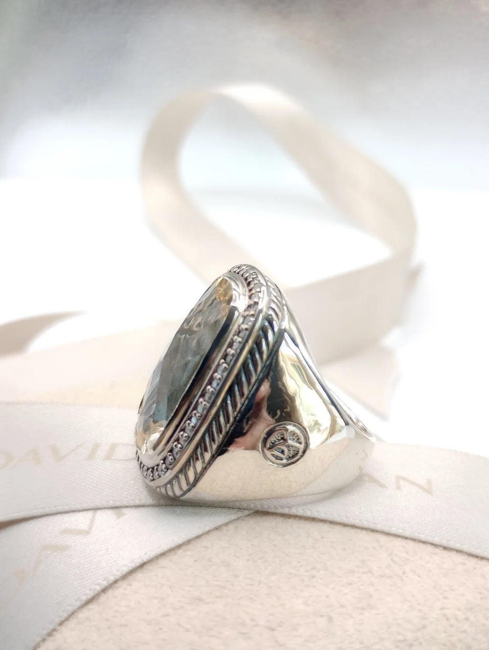 David Yurman Champagne & Diamond Albion Ring Size 7 - Picture 2 of 15